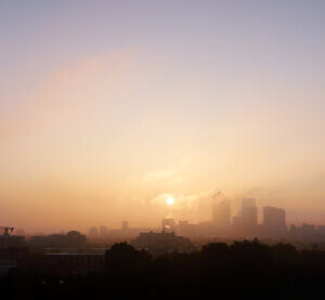 city skyline sunrise